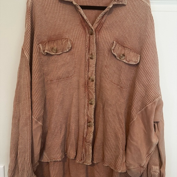Free People One Scout button up waffle knit shirt - Picture 2 of 5